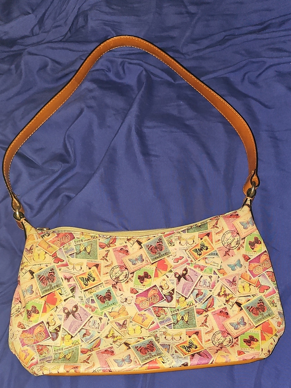Butterfly Stamp Print Shoulder Bag -Fossil